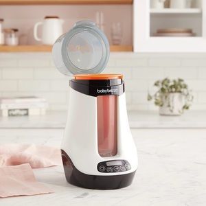 Baby Brezza White and Black Baby Food Maker with Orange Lid